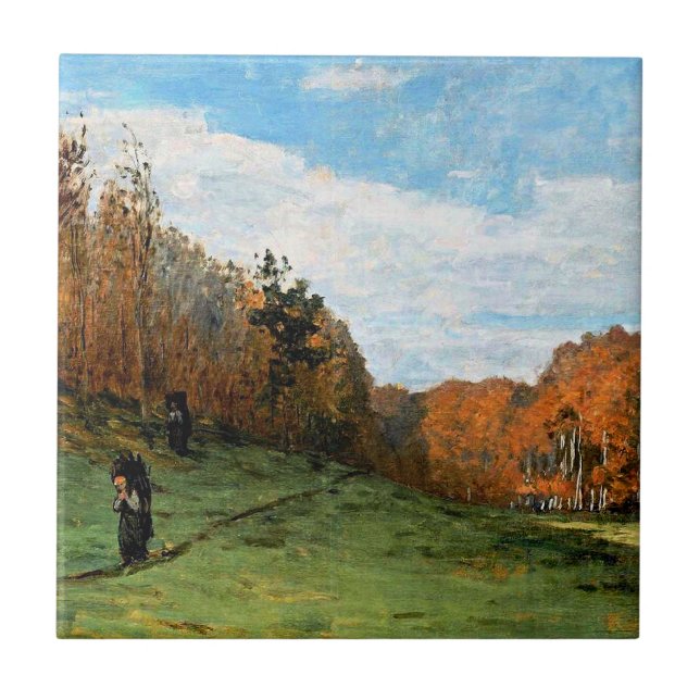 Monet, Woodbearers in Fontainebleau Forest, Ceramic Tile (Front)