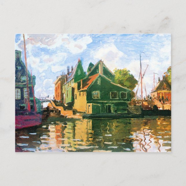 Monet - Zaandam, Canal, 1871 fine art painting Postcard (Front)
