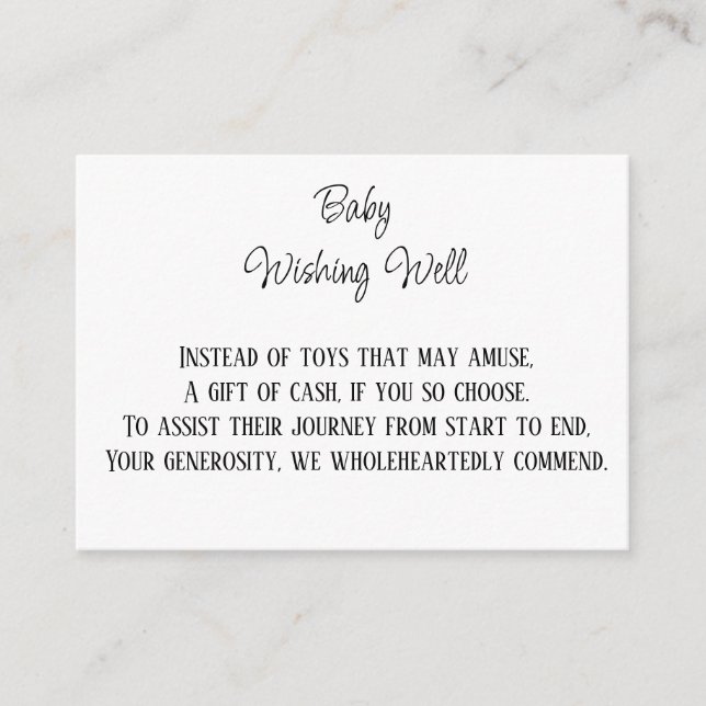 Monetary Contribution Baby Wishing Well  Enclosure Card (Front)