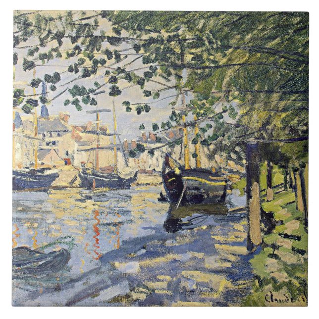 Monet's artwork, Seine at Rouen, Ceramic Tile (Front)