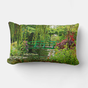 Monet's bridge over lily pond, Monet's garden Lumbar Cushion