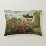 Monet's Garden at Argenteuil by Claude Monet Decorative Cushion<br><div class="desc">The Artist's Garden in Argenteuil (A Corner of the Garden with Dahlias) (1873) by Claude Monet is a vintage impressionism fine art floral nature painting. A country farm house is in the background. A couple in love is walking past a romantic spring season garden with blooming roses and other flowers....</div>