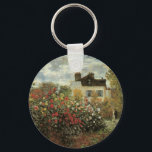 Monet's Garden at Argenteuil by Claude Monet Key Ring<br><div class="desc">The Artist's Garden in Argenteuil (A Corner of the Garden with Dahlias) (1873) by Claude Monet is a vintage impressionism fine art floral nature painting. A country farm house is in the background. A couple in love is walking past a romantic spring season garden with blooming roses and other flowers....</div>