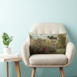 Monet's Garden at Argenteuil by Claude Monet Lumbar Cushion<br><div class="desc">The Artist's Garden in Argenteuil (A Corner of the Garden with Dahlias) (1873) by Claude Monet is a vintage impressionism fine art floral nature painting. A country farm house is in the background. A couple in love is walking past a romantic spring season garden with blooming roses and other flowers....</div>