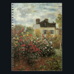 Monet's Garden at Argenteuil by Claude Monet Notebook<br><div class="desc">The Artist's Garden in Argenteuil (A Corner of the Garden with Dahlias) (1873) by Claude Monet is a vintage impressionism fine art floral nature painting. A country farm house is in the background. A couple in love is walking past a romantic spring season garden with blooming roses and other flowers....</div>
