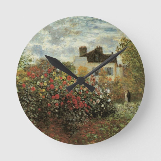 Monet's Garden at Argenteuil by Claude Monet Round Clock (Front)