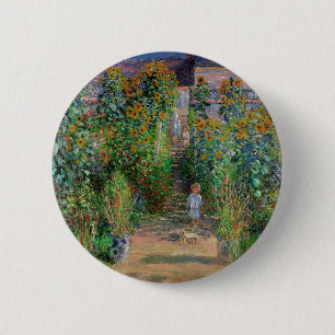Monet's Garden at Vetheuil Impressionist Painting 6 Cm Round Badge