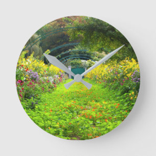 Monet's Grande Allee, Monet's garden, pretty Round Clock