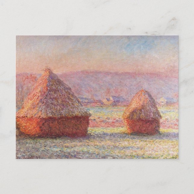 Monet's Haystacks, White Frost, Sunrise Postcard (Front)