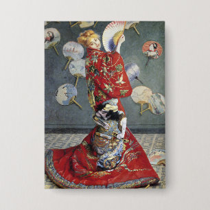 Monet's Iconic La Japonaise Woman in Striking Red