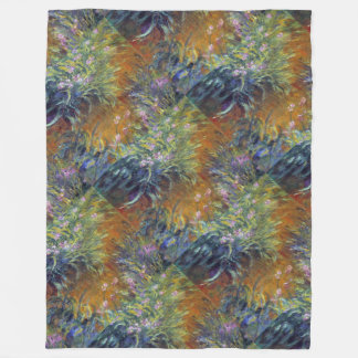 Monet's Irises Fleece Blanket