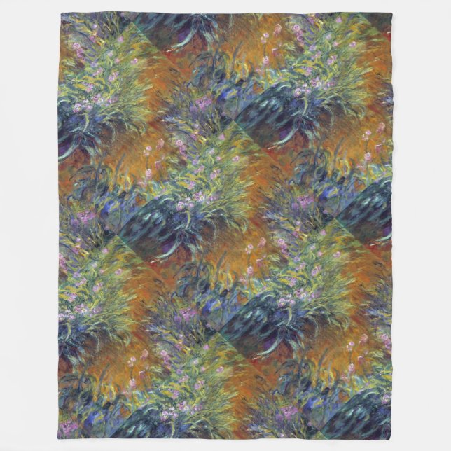 Monet's Irises Fleece Blanket (Front)