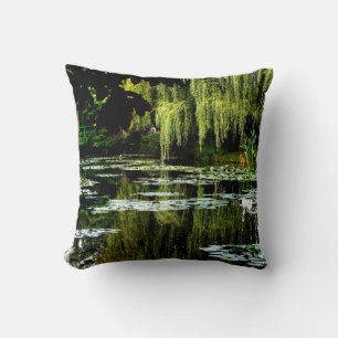 Monet's Lily Pond with Willows, Giverny, France Cushion