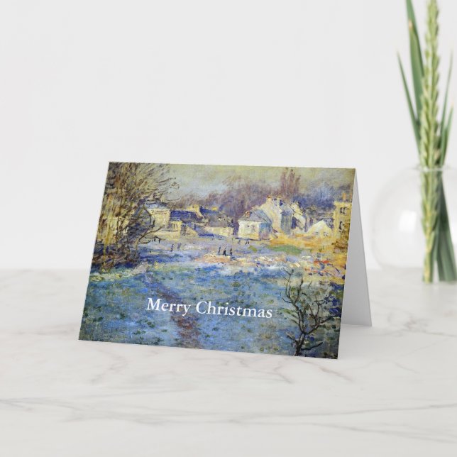 Monet's painting, White Frost, "Merry Christmas" Holiday Card (Front)