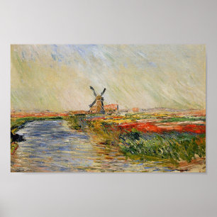 Monet's Tulip Field in Holland Poster
