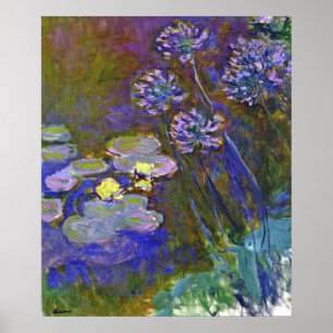 Monet's Water Lilies and Agapanthus Poster