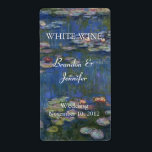 Monet's Water Lilies Wedding Wine Labels<br><div class="desc">Elegant fine art wedding wine labels ready for you to personalise with your own information done with a partial reproduction of Monet's oil painting entitled Water Lilies.  Text,  in white,  is fully customisable to suit your wedding needs.  Great for your wedding table or gift wines.</div>