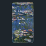 Monet's Water Lilies Wedding Wine Labels<br><div class="desc">Elegant fine art wedding wine labels ready for you to personalise with your own information done with a partial reproduction of Monet's oil painting entitled Water Lilies.  Text,  in white,  is fully customisable to suit your wedding needs.  Great for your wedding table or gift wines.</div>