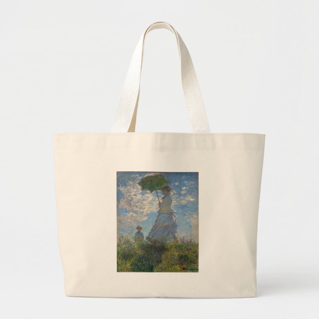 Monet's Woman with a parasol Large Tote Bag (Front)