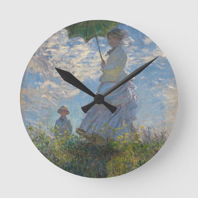 Monet's Woman with a parasol Round Clock (Front)