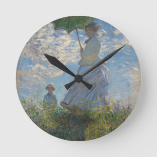 Monet's Woman with a parasol Round Clock