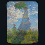Monet's Woman with Parasol Baby Blanket<br><div class="desc">Woman with Parasol was painted by impressionist painter Claude Monet in 1875.  The painting is of Madame Monet and her son. This classic masterpiece is filled with light and softness in pastel and bright shades of blue and green.</div>