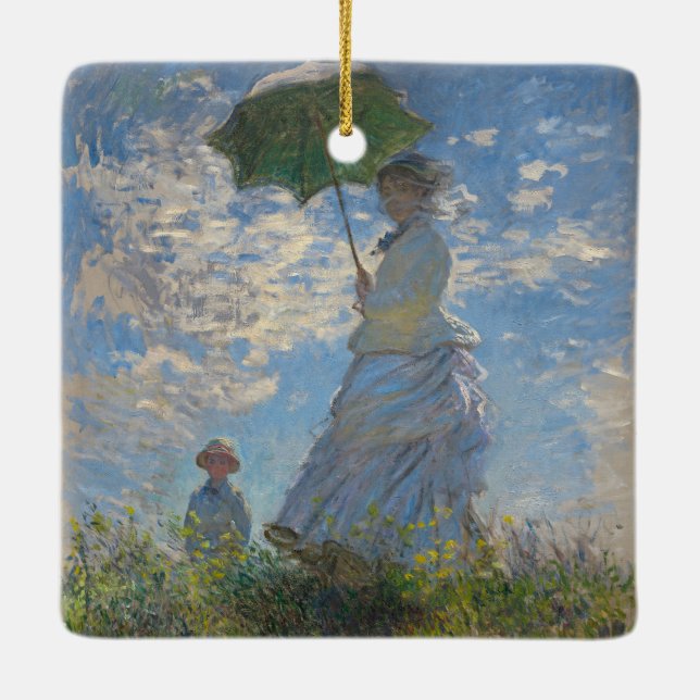 Monet's Woman with Parasol,Impressionist Landscape Ceramic Ornament (Back)