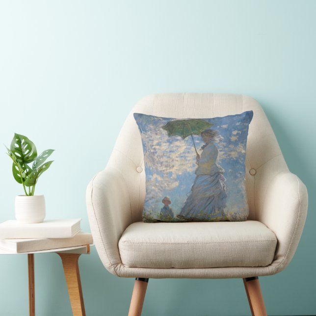 Monet's Woman with Parasol,Impressionist Landscape Cushion (Chair)