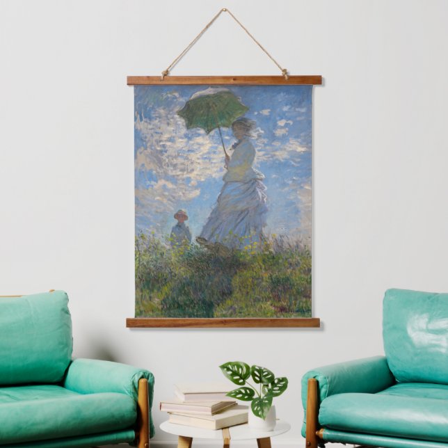 Monet's Woman with Parasol,Impressionist Landscape Hanging Tapestry (Living Room)