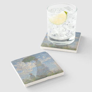 Monet's Woman with Parasol,Impressionist Landscape Stone Coaster