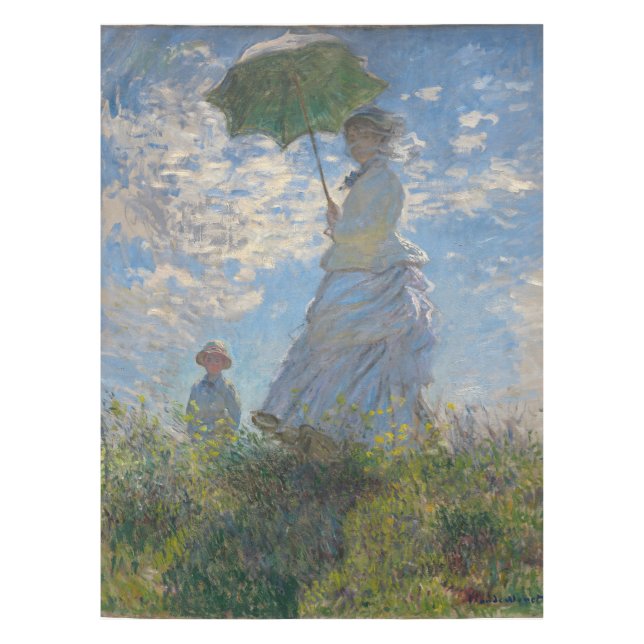 Monet's Woman with Parasol,Impressionist Landscape Tablecloth (Front)
