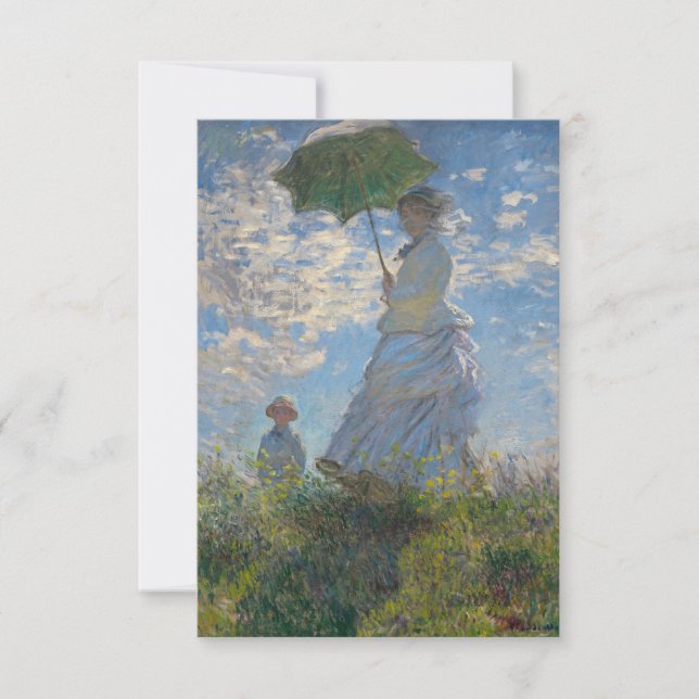 Monet's Woman with Parasol,Impressionist Landscape Thank You Card (Front)