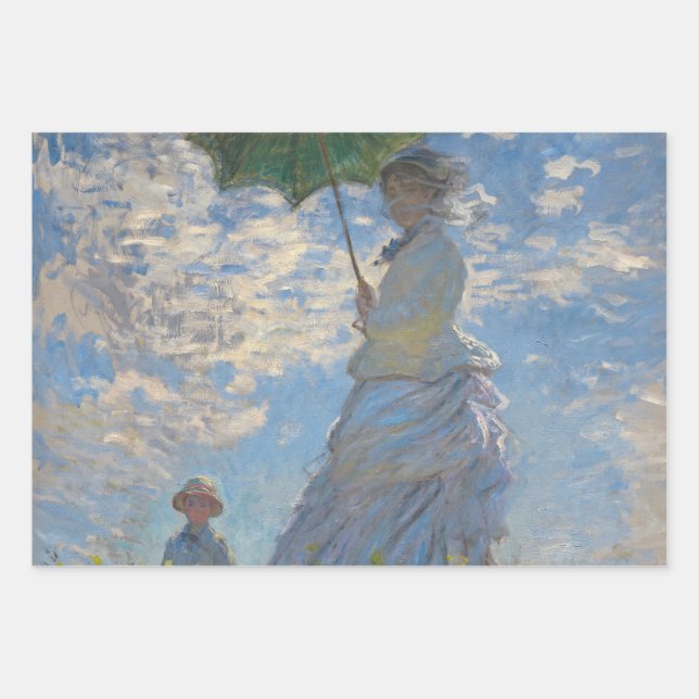 Monet's Woman with Parasol,Impressionist Landscape Wrapping Paper Sheet (Front)