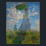 Monet's Woman with Parasol Poster<br><div class="desc">Woman with Parasol was painted by impressionist painter Claude Monet in 1875.  The painting is of Madame Monet and her son. This classic masterpiece is filled with light and softness in pastel and bright shades of blue and green.</div>