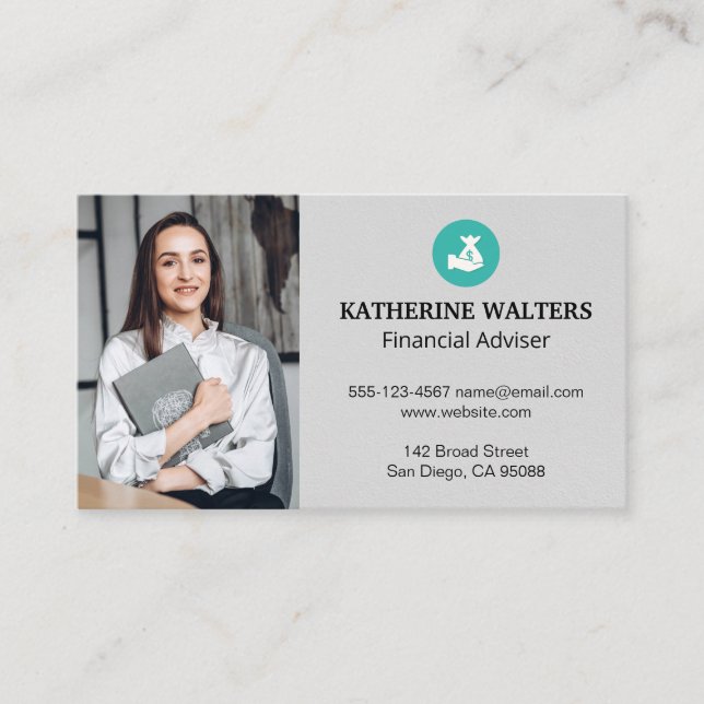 Money Bag Icon | Financial Planner  Business Card (Front)