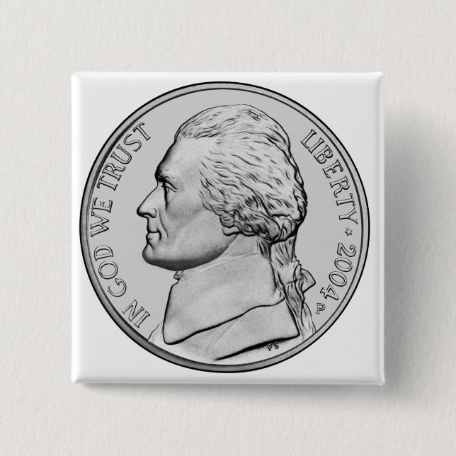 Money button. 15 cm square badge (Front)