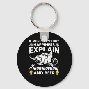 Money Buy Happiness Snowmobiling Beer Key Ring