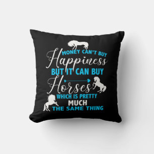 Money Can Buy Horses Blue Cushion