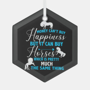 Money Can Buy Horses Blue  Glass Tree Decoration