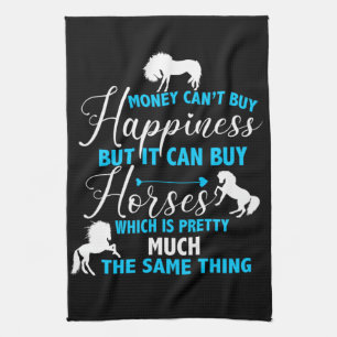 Money Can Buy Horses Blue Tea Towel