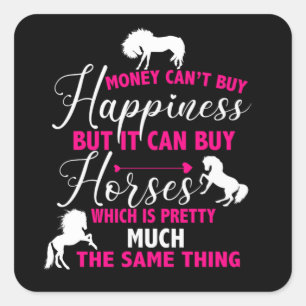 Money Can Buy Horses Hot Pink Square Sticker