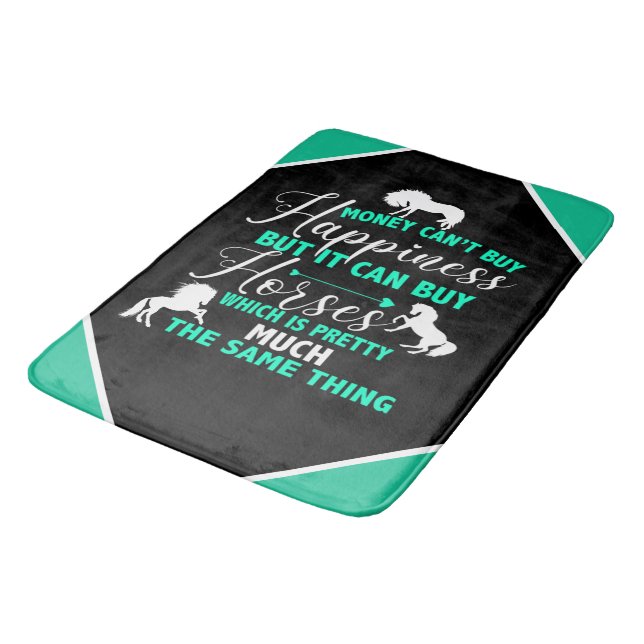 Money Can Buy Horses Mint Green  Bath Mat (Angled)