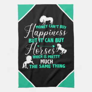 Money Can Buy Horses Mint Green    Tea Towel