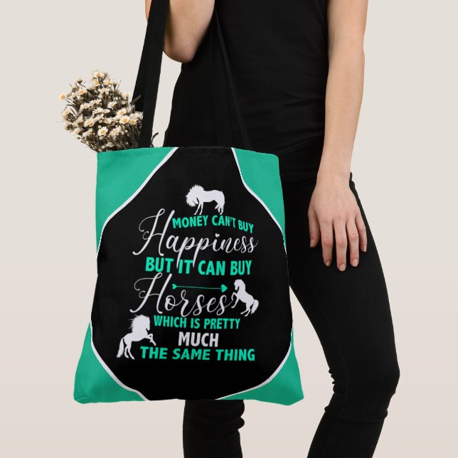 Money Can Buy Horses Mint Green   Tote Bag (Close Up)