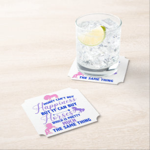 Money Can Buy Horses Purple Pink   Paper Coaster