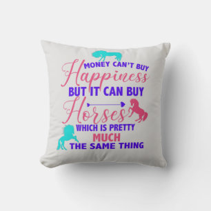 Money Can Buy Horses Tri-Colour Light Grey Cushion