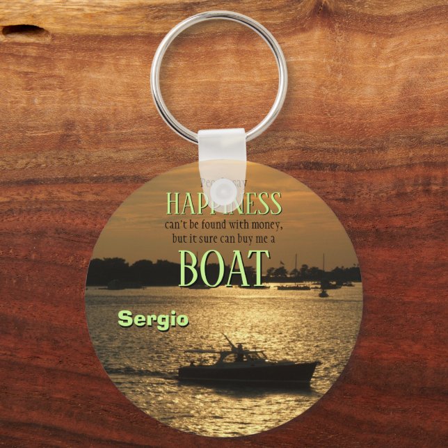 Money Can't Buy Happiness Boat On the Harbour Key Ring (Front)