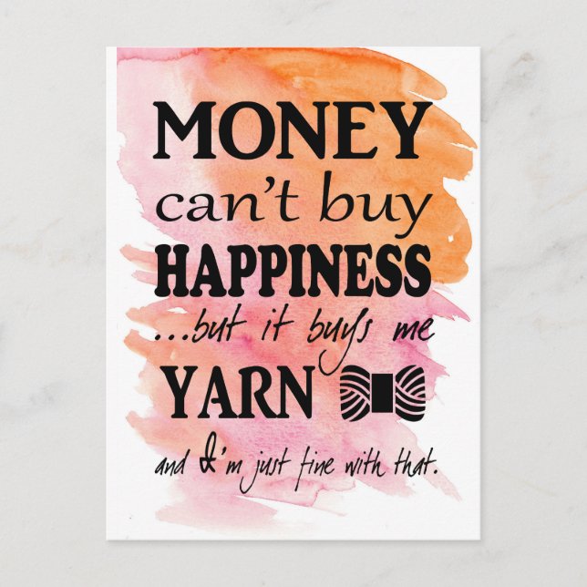 Money Can't Buy Happiness Crafts Watercolor Postcard (Front)