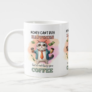 Money Can't Buy Happiness Funny Cat Lover Gift  Large Coffee Mug