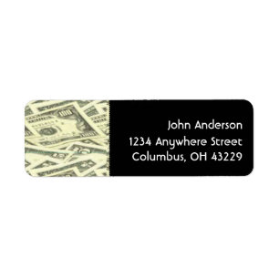 Money Cash Bills Return Address Labels